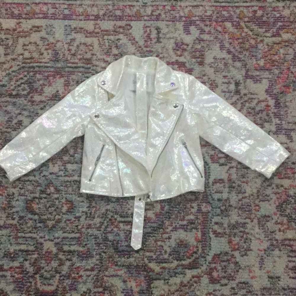 Iridescent White Biker Jacket